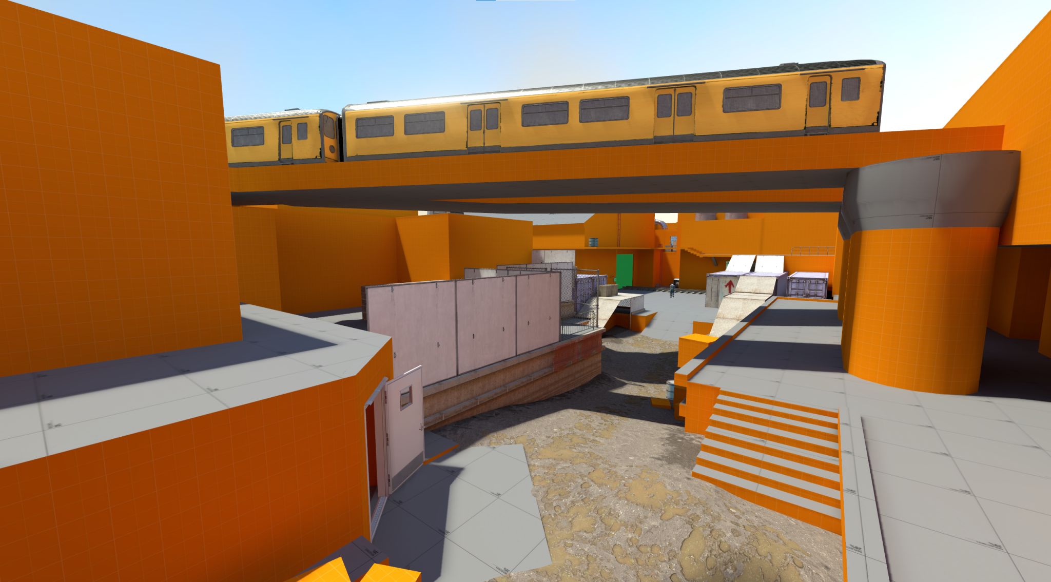 Exterior assault route in the de_Shed blockout
