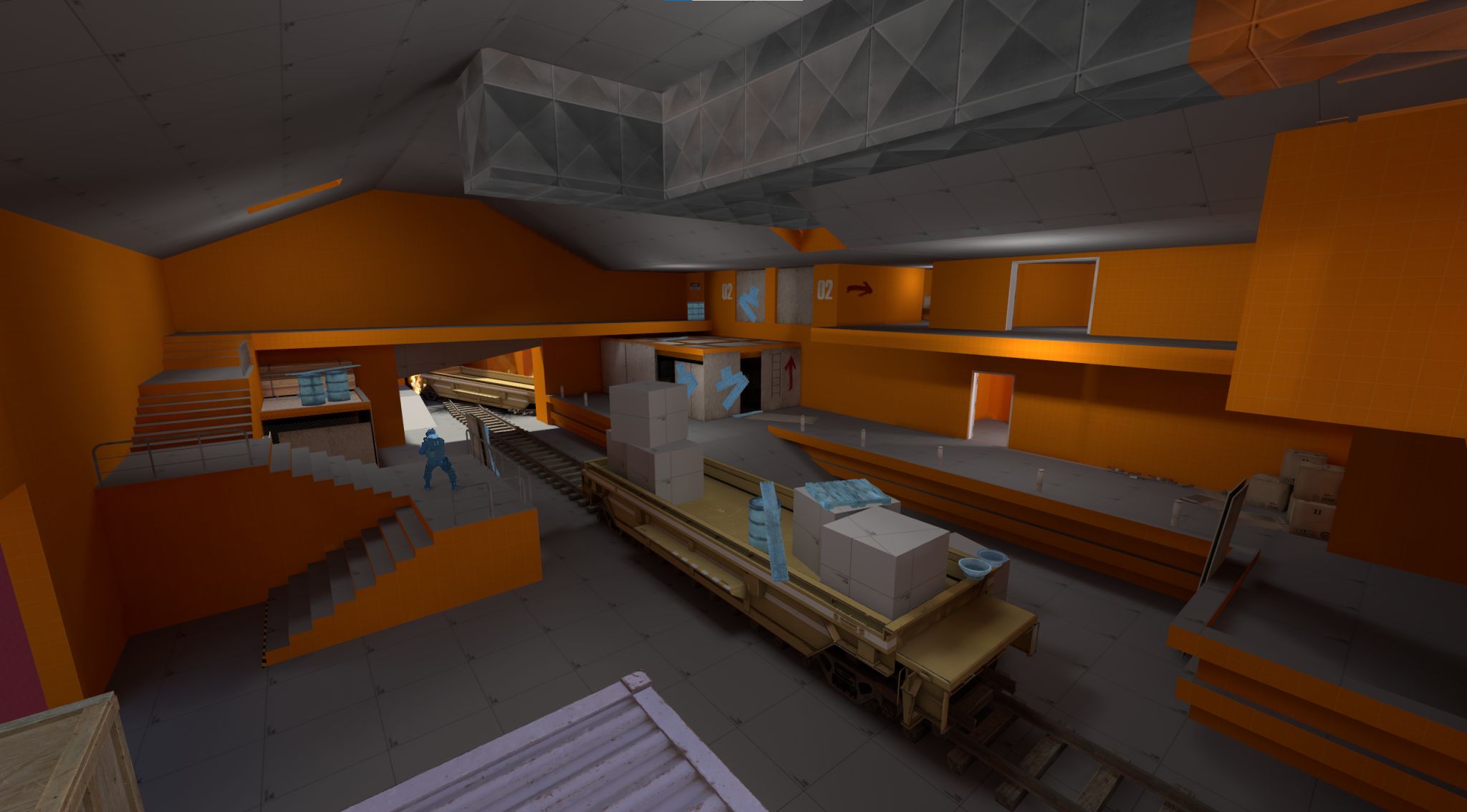 Warehouse interior blockout in de_Shed
