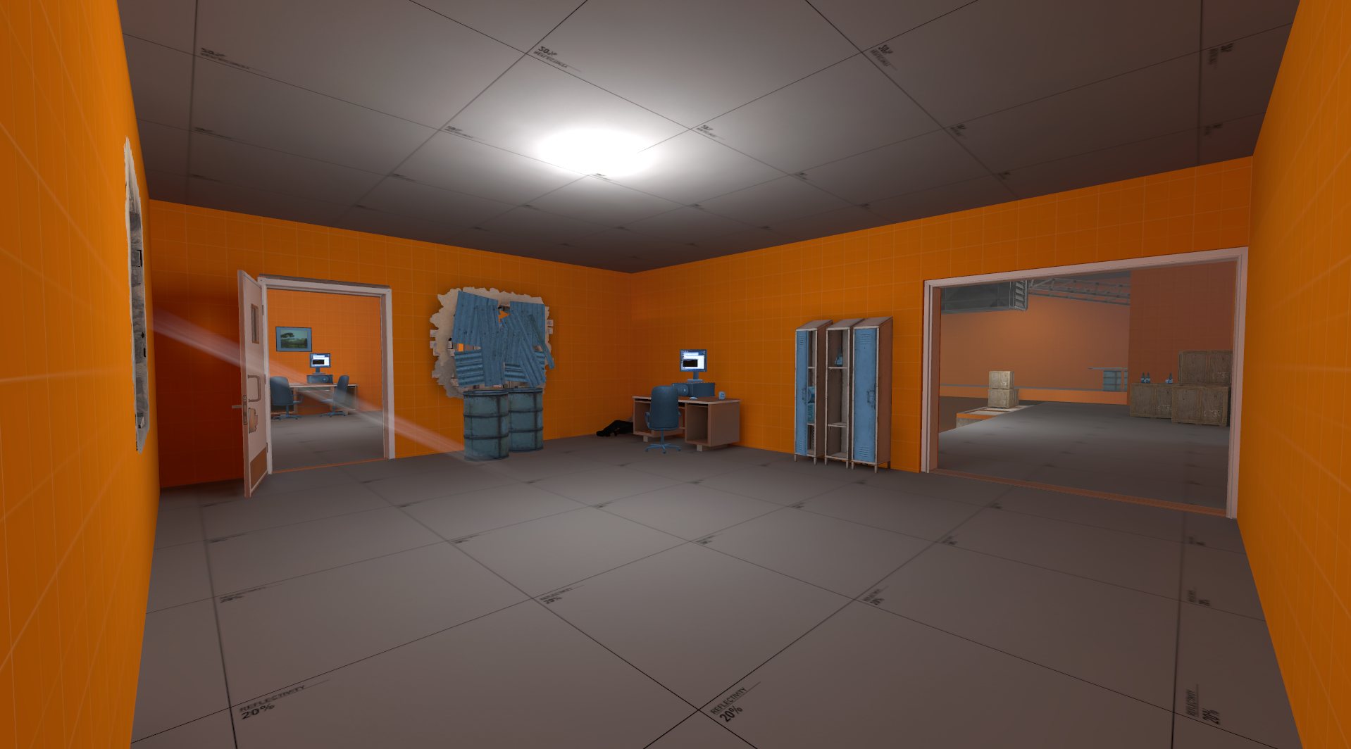 Interior office space connecting to the warehouse