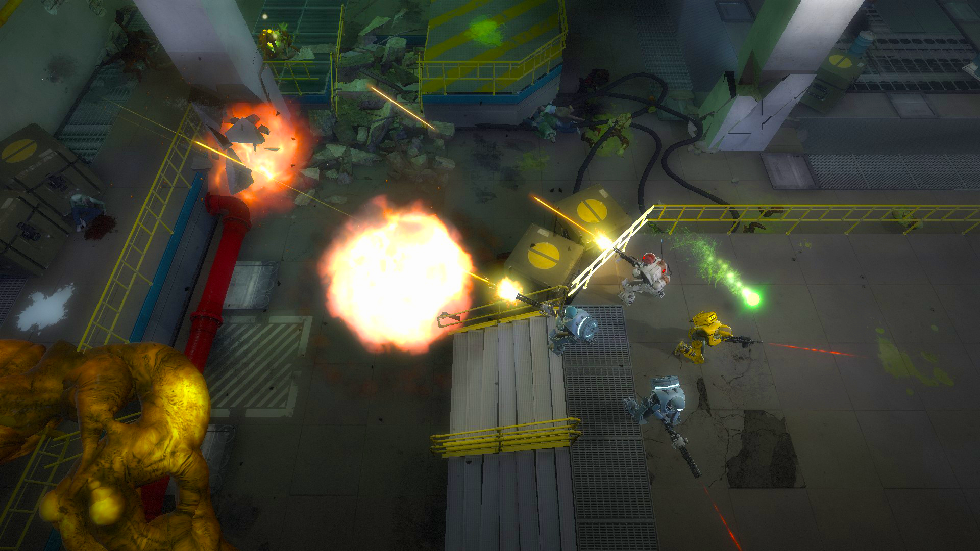 Alien Swarm combat encounter with explosion