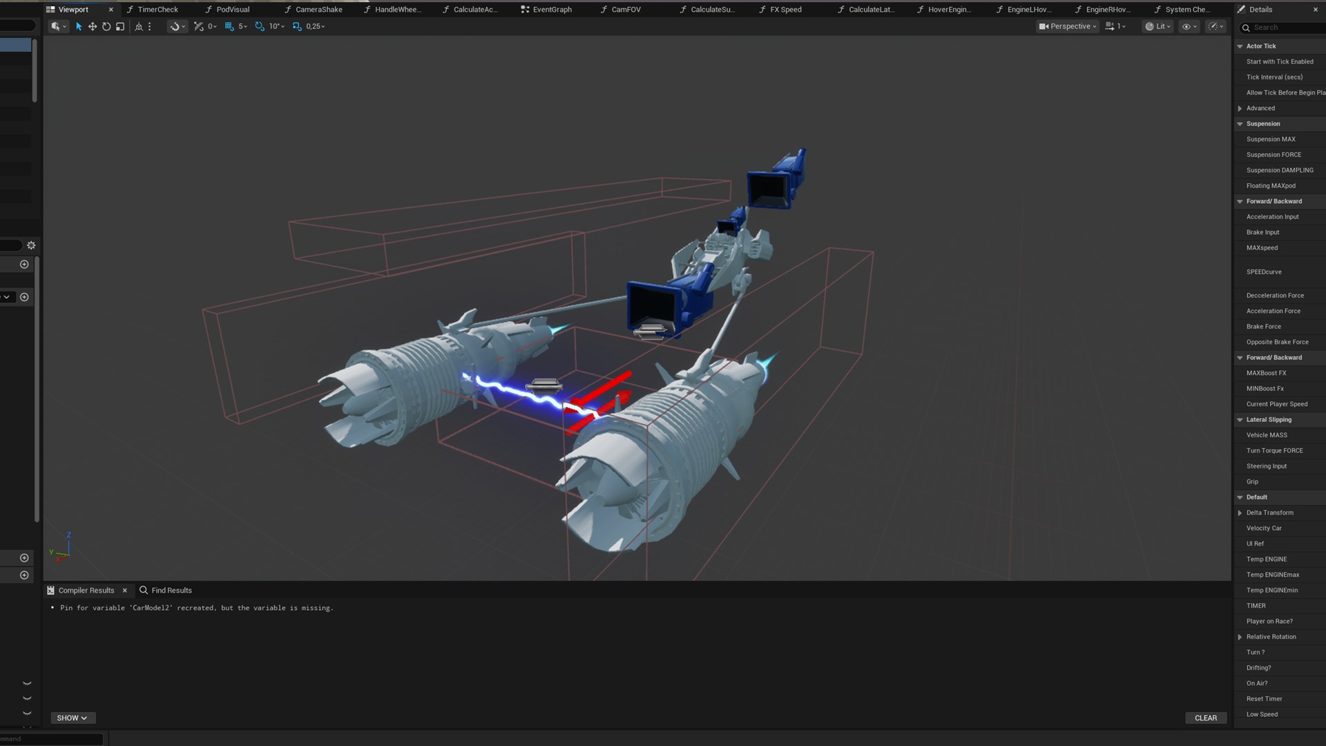 Podracer Unreal Engine Blueprint physics setup