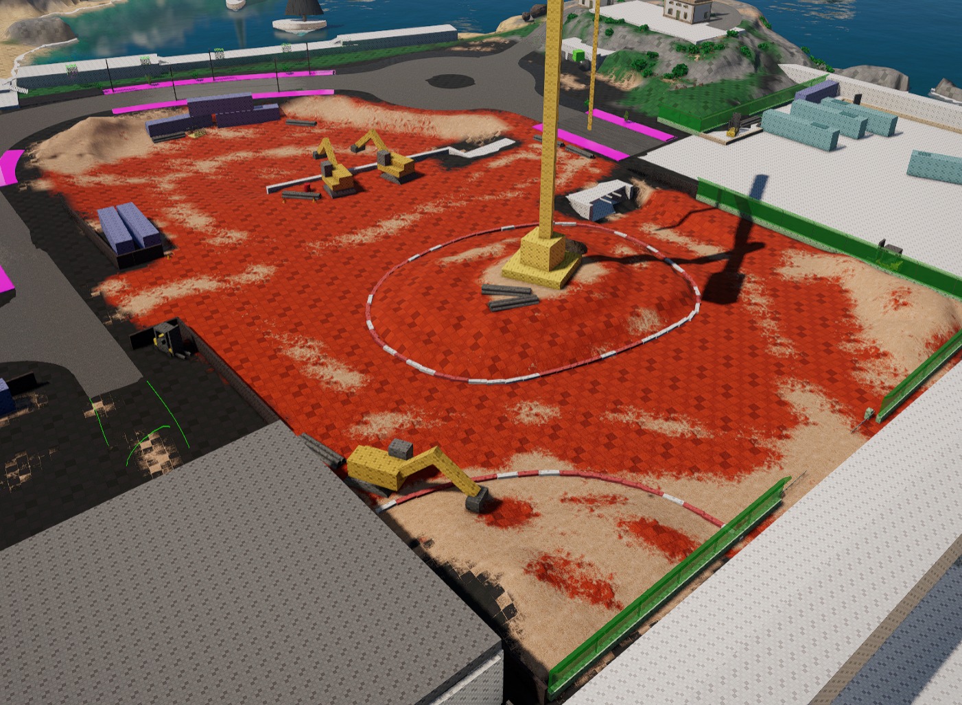 Port construction site blocking