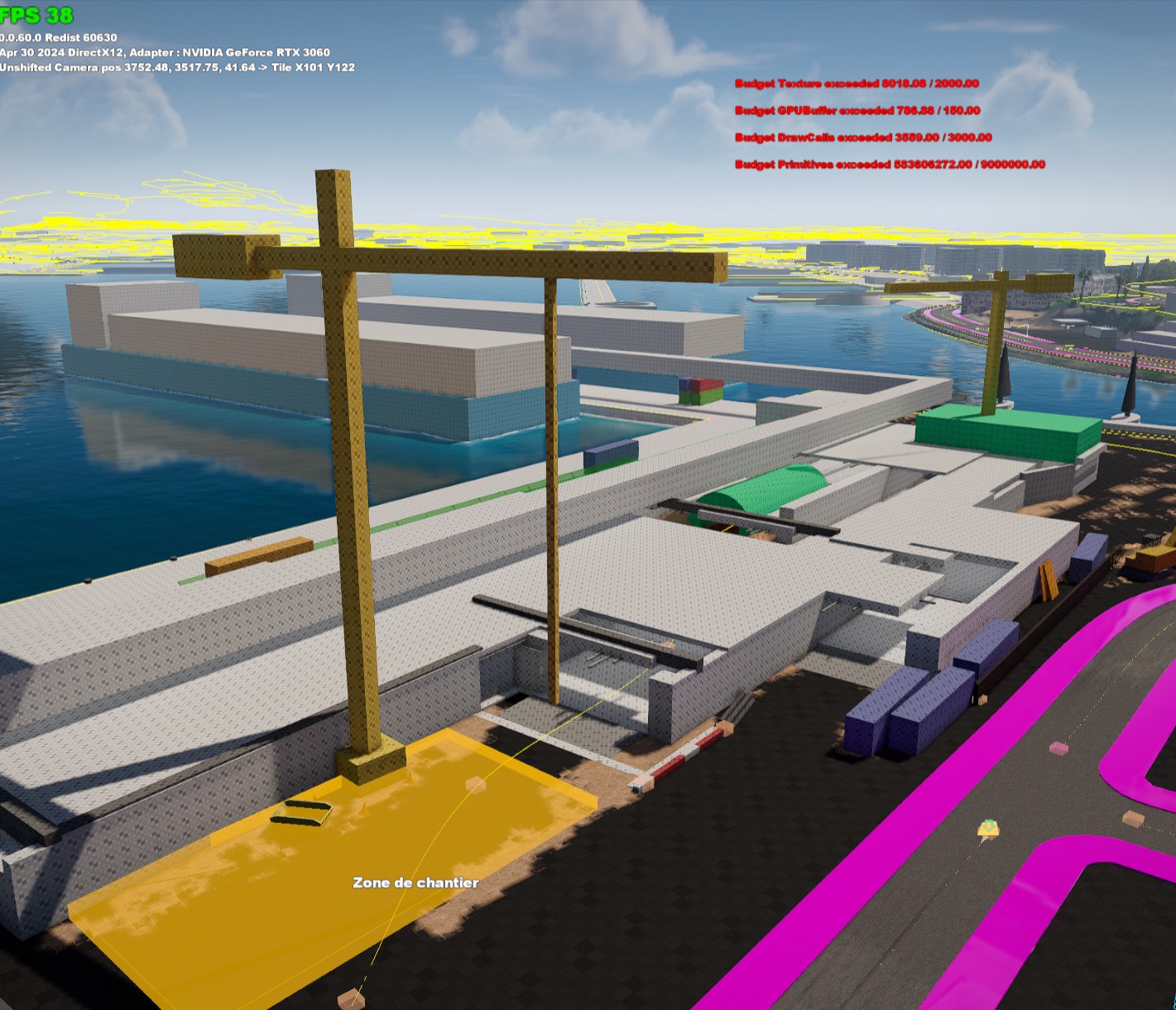 Port industrial structures blocking